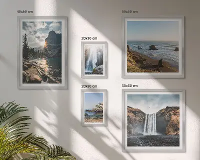 Bildergalerie-Set für die Wand mit Motiven von Landschaften, Wasserfällen und Stränden