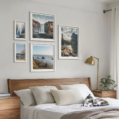 Bildergalerie-Set für die Wand mit Motiven von Landschaften, Wasserfällen und Stränden