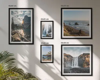 Bildergalerie-Set für die Wand mit Motiven von Landschaften, Wasserfällen und Stränden