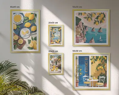 Bilderset fürs Sofa Zitronenfrische im Boho-Sommer-Design