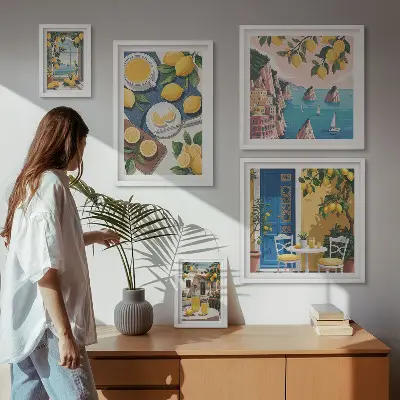 Bilderset fürs Sofa Zitronenfrische im Boho-Sommer-Design