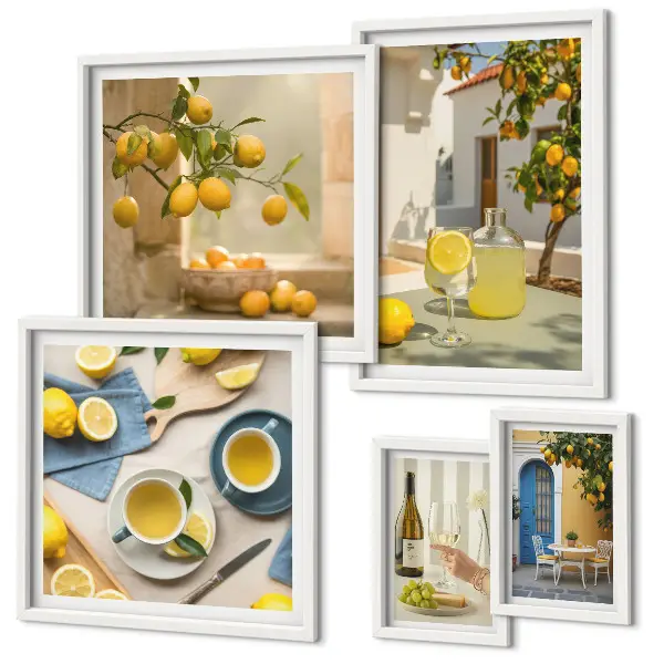 Bildergalerie-Set für die Wand mit rustikalen Zitronenmotiven für die Küche