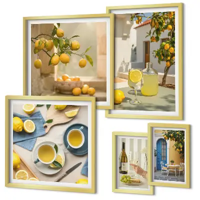 Bildergalerie-Set für die Wand mit rustikalen Zitronenmotiven für die Küche
