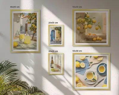 Bildergalerie-Set für die Wand mit rustikalen Zitronenmotiven für die Küche