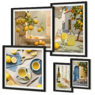 Bildergalerie-Set für die Wand mit rustikalen Zitronenmotiven für die Küche
