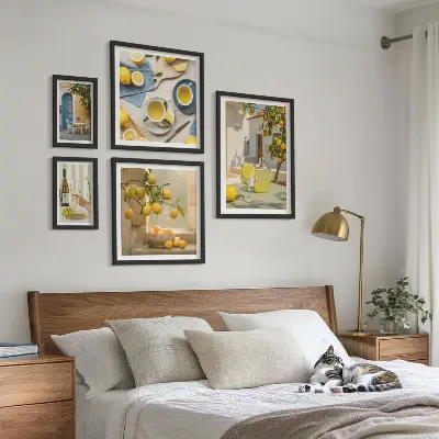 Bildergalerie-Set für die Wand mit rustikalen Zitronenmotiven für die Küche