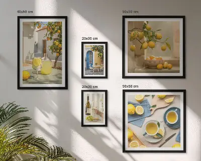 Bildergalerie-Set für die Wand mit rustikalen Zitronenmotiven für die Küche