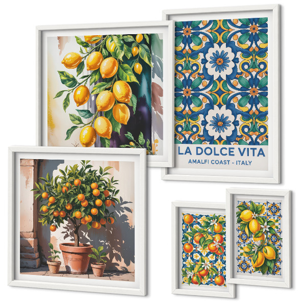Modernes wandbilder-set Dekorationen im italienischen Zitrusstil (Amalfi-Stil)