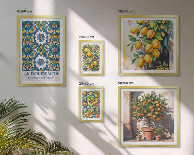 Modernes wandbilder-set Dekorationen im italienischen Zitrusstil (Amalfi-Stil)