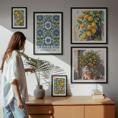 Modernes wandbilder-set Dekorationen im italienischen Zitrusstil (Amalfi-Stil)