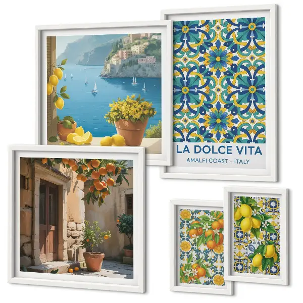 Bilderset Italienische Amalfi-Zitrusblüten fürs Sofa