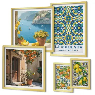 Bilderset Italienische Amalfi-Zitrusblüten fürs Sofa