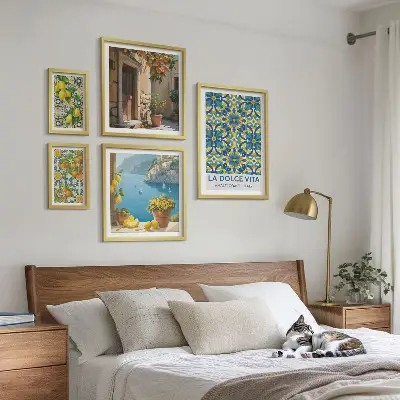 Bilderset Italienische Amalfi-Zitrusblüten fürs Sofa