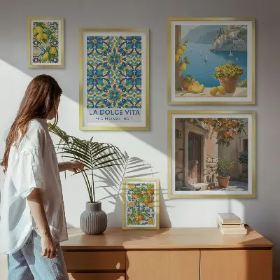 Bilderset Italienische Amalfi-Zitrusblüten fürs Sofa