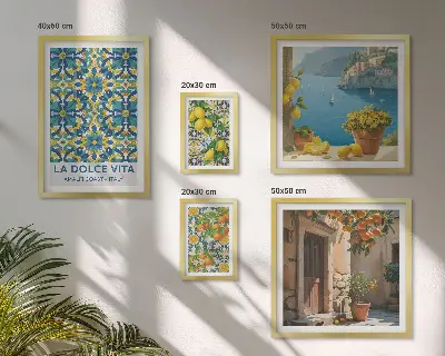 Bilderset Italienische Amalfi-Zitrusblüten fürs Sofa