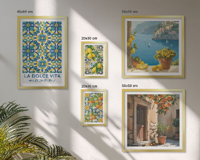 Bilderset fürs sofa Italienische Amalfi-Zitrusblüten