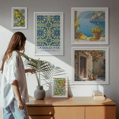 Bilderset Italienische Amalfi-Zitrusblüten fürs Sofa