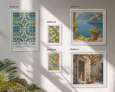 Bilderset Italienische Amalfi-Zitrusblüten fürs Sofa
