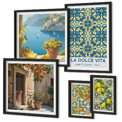 Bilderset Italienische Amalfi-Zitrusblüten fürs Sofa