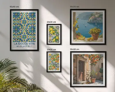 Bilderset Italienische Amalfi-Zitrusblüten fürs Sofa