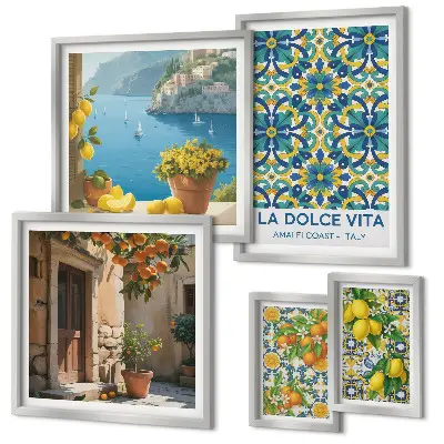 Bilderset Italienische Amalfi-Zitrusblüten fürs Sofa