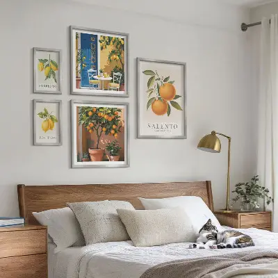 Modernes Wandbilder-Set im rustikalen italienischen Stil mit fruchtigen Elementen