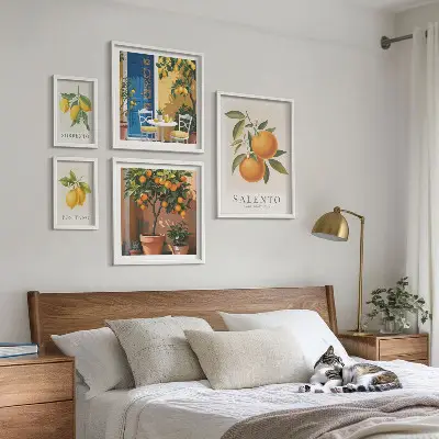 Modernes Wandbilder-Set im rustikalen italienischen Stil mit fruchtigen Elementen