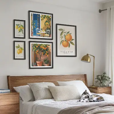 Modernes Wandbilder-Set im rustikalen italienischen Stil mit fruchtigen Elementen