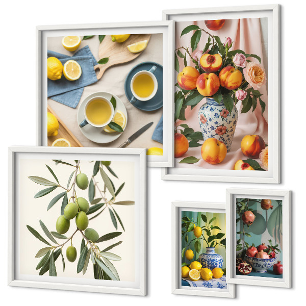 Bildergalerie-set für die wand rustikale Dekoration mit Früchten und Blumen