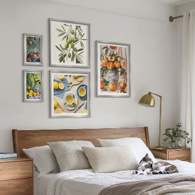 Bildergalerie-set für die wand rustikale Dekoration mit Früchten und Blumen