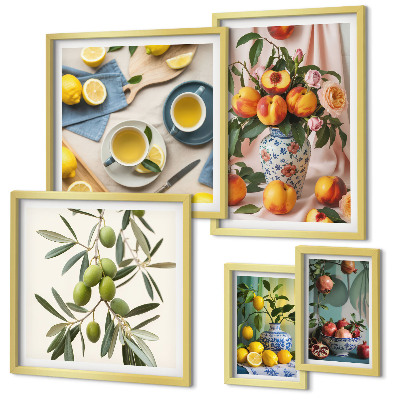 Bildergalerie-set für die wand rustikale Dekoration mit Früchten und Blumen