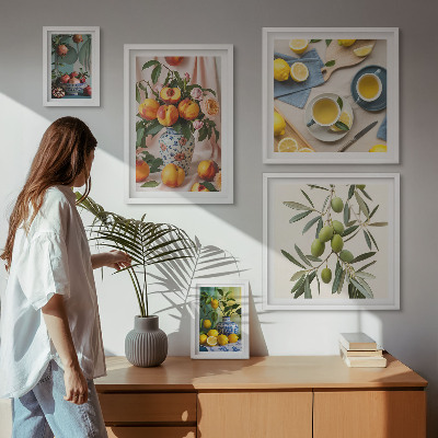 Bildergalerie-set für die wand rustikale Dekoration mit Früchten und Blumen