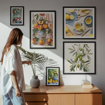 Bildergalerie-set für die wand rustikale Dekoration mit Früchten und Blumen