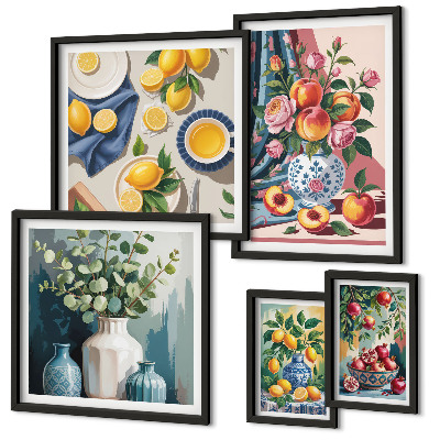 Modernes wandbilder-set Blumen-Frucht-Kompositionen