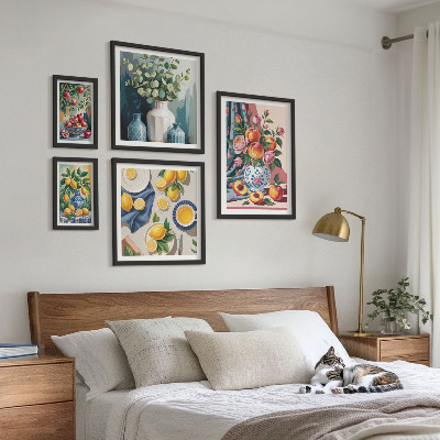 Modernes wandbilder-set Blumen-Frucht-Kompositionen