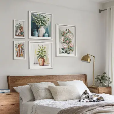 Bilderset für das Sofa stilvolle Wanddekoration mit Pflanzenmotiven für die Küche