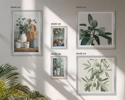 Modernes Wandbilder-Set mit natürlichen skandinavischen Pflanzenmotiven