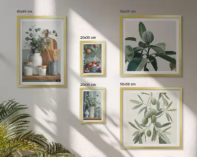 Modernes Wandbilder-Set mit natürlichen skandinavischen Pflanzenmotiven