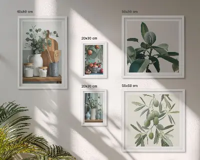 Modernes Wandbilder-Set mit natürlichen skandinavischen Pflanzenmotiven