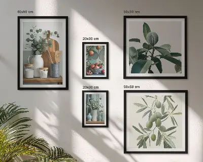 Modernes Wandbilder-Set mit natürlichen skandinavischen Pflanzenmotiven