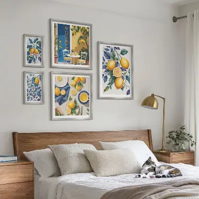 Bilderset für das Sofa mit Motiven von Gerichten der provenzalischen Küche