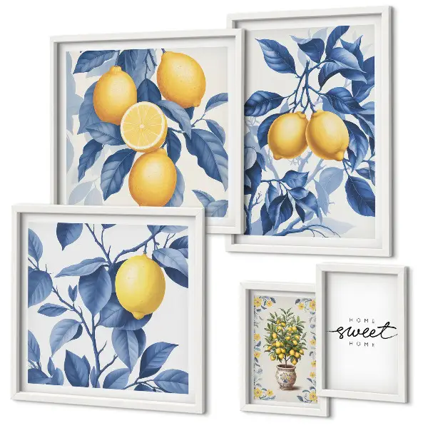 Wandbilder-Set mit rustikalen Zitronenmotiven