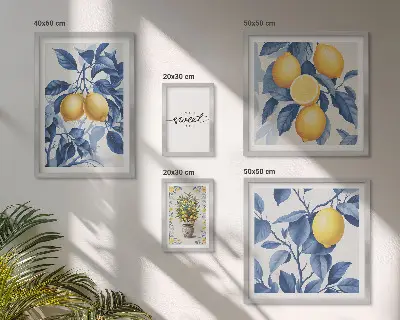 Wandbilder-Set mit rustikalen Zitronenmotiven