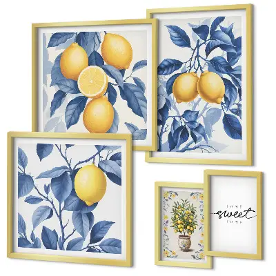 Wandbilder-Set mit rustikalen Zitronenmotiven