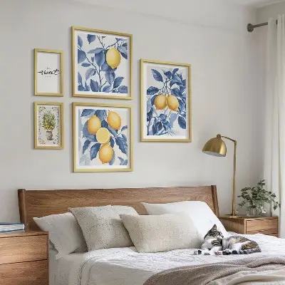Wandbilder-Set mit rustikalen Zitronenmotiven