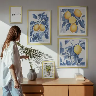 Wandbilder-Set mit rustikalen Zitronenmotiven