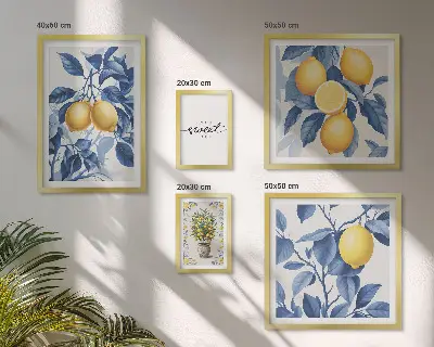 Wandbilder-Set mit rustikalen Zitronenmotiven