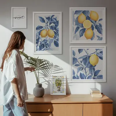 Wandbilder-Set mit rustikalen Zitronenmotiven