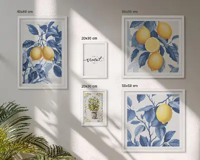 Wandbilder-Set mit rustikalen Zitronenmotiven