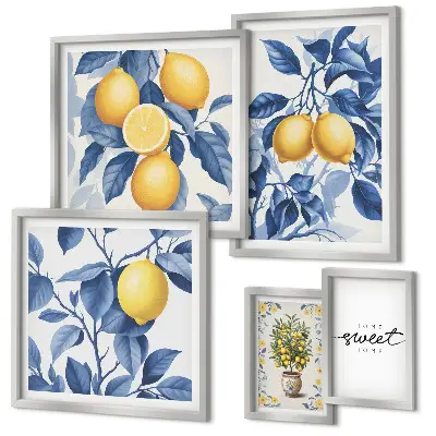 Wandbilder-Set mit rustikalen Zitronenmotiven